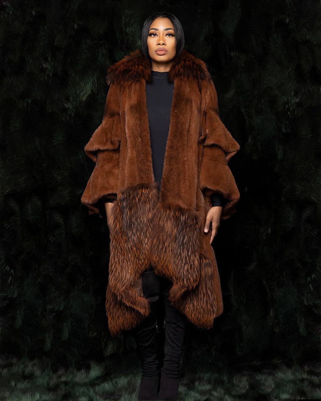 Mink Coat w. Tiered Bell Sleeves
